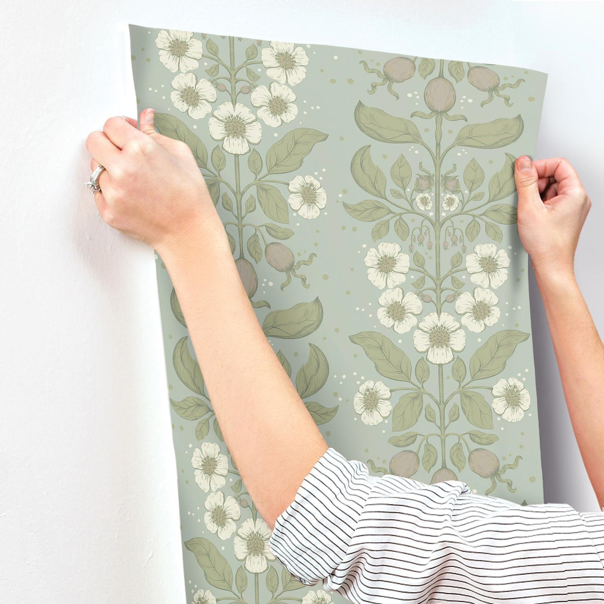 A-Street Prints Rosa Sky Blue Floral Columns Wallpaper
