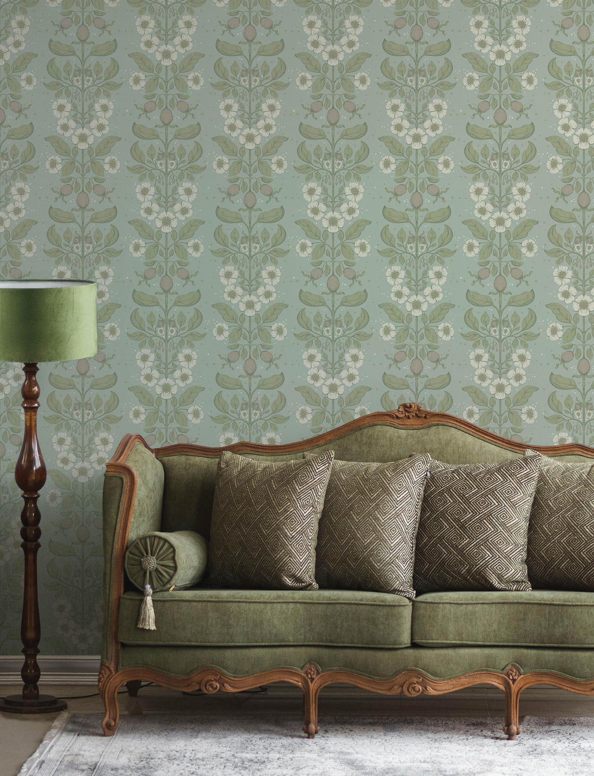 A-Street Prints Rosa Sky Blue Floral Columns Wallpaper