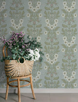A-Street Prints Rosa Sky Blue Floral Columns Wallpaper