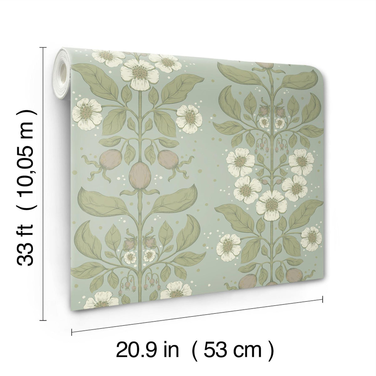 A-Street Prints Rosa Sky Blue Floral Columns Wallpaper