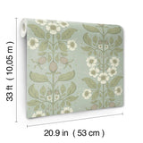 A-Street Prints Rosa Sky Blue Floral Columns Wallpaper