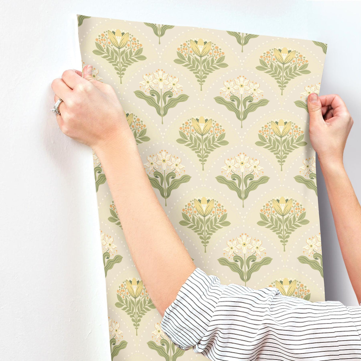 A-Street Prints Maj Light Grey Floral Damask Wallpaper