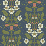 A-Street Prints Rosa Navy Floral Columns Wallpaper