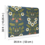 A-Street Prints Rosa Navy Floral Columns Wallpaper