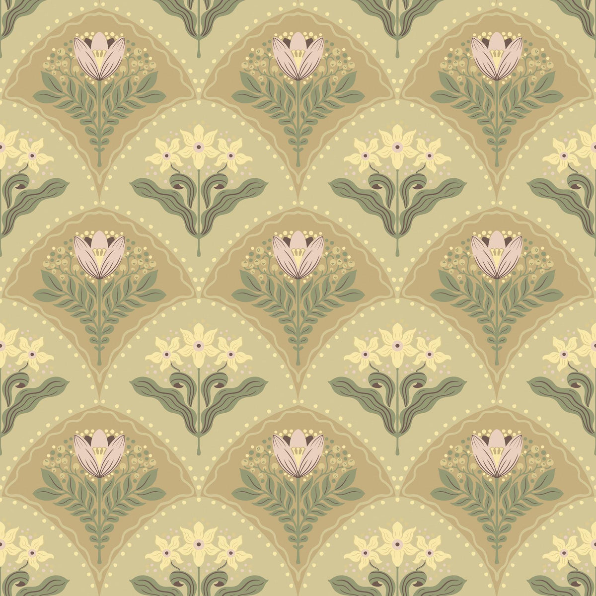 A-Street Prints Maj Light Brown Floral Damask Wallpaper