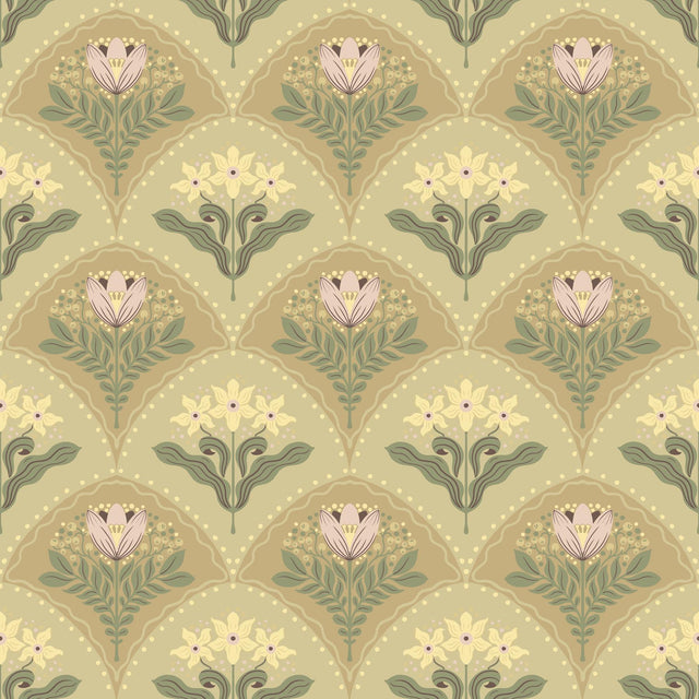 A-Street Prints Maj Light Brown Floral Damask Wallpaper