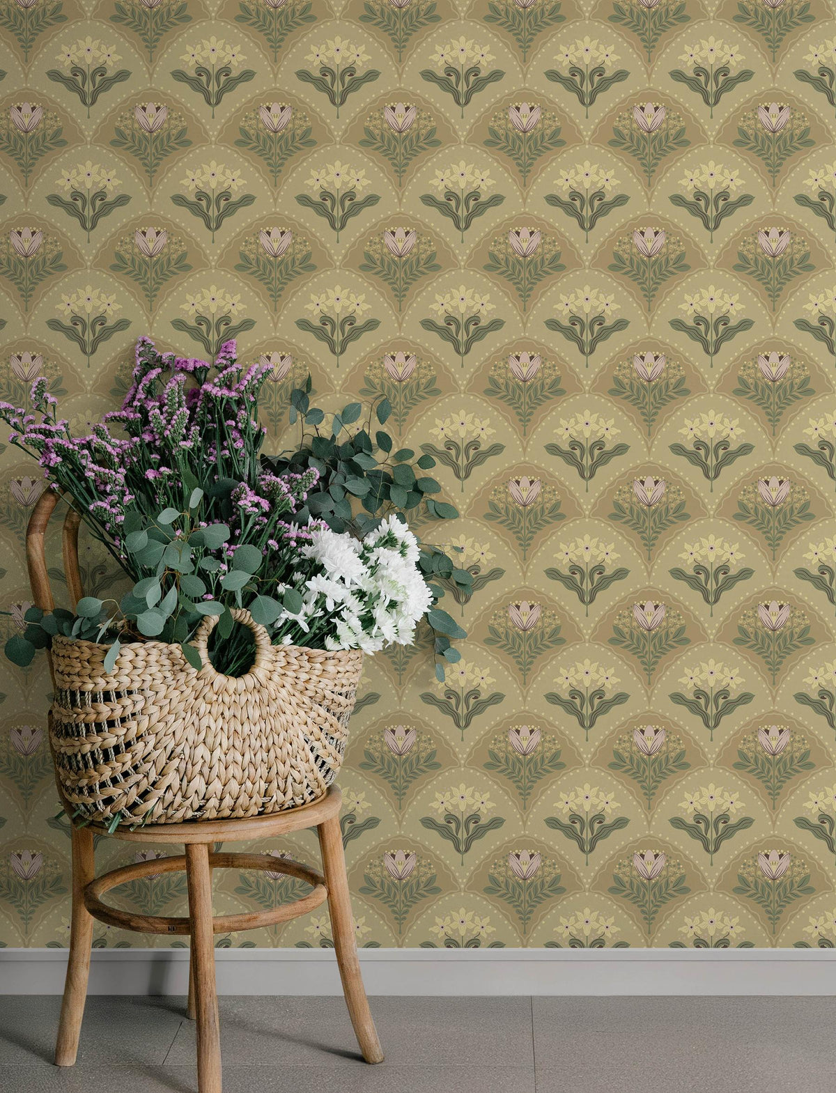 A-Street Prints Maj Light Brown Floral Damask Wallpaper