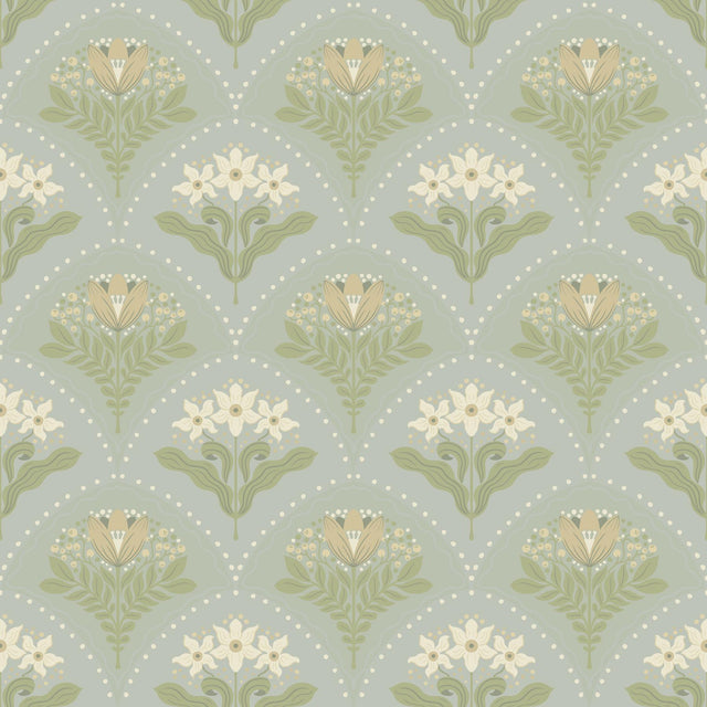 A-Street Prints Maj Sky Blue Floral Damask Wallpaper