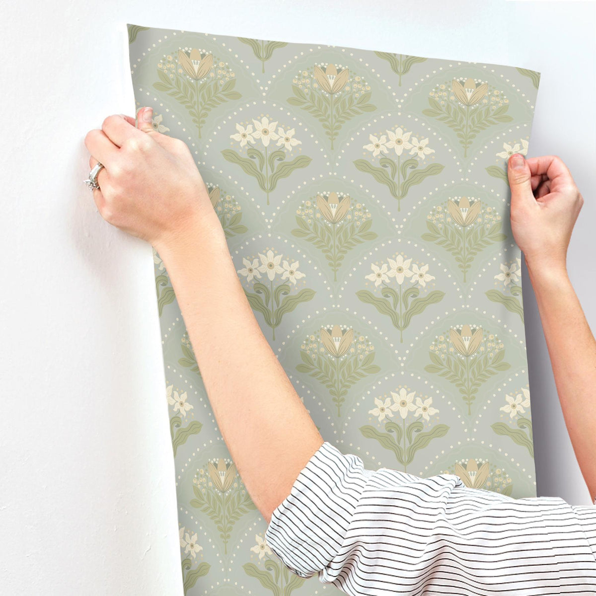 A-Street Prints Maj Sky Blue Floral Damask Wallpaper
