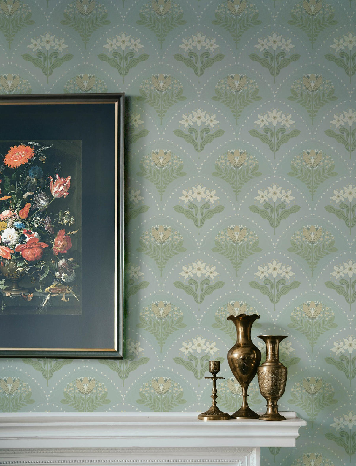 A-Street Prints Maj Sky Blue Floral Damask Wallpaper