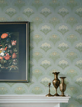 A-Street Prints Maj Sky Blue Floral Damask Wallpaper