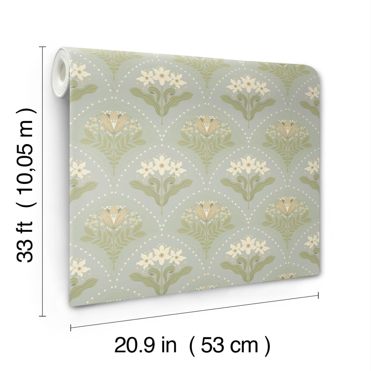 A-Street Prints Maj Sky Blue Floral Damask Wallpaper