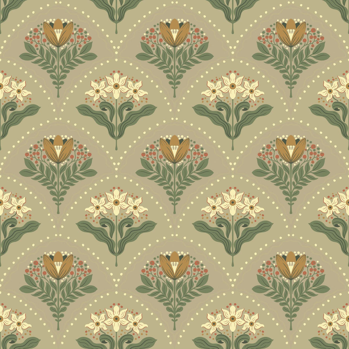 A-Street Prints Maj Taupe Floral Damask Wallpaper