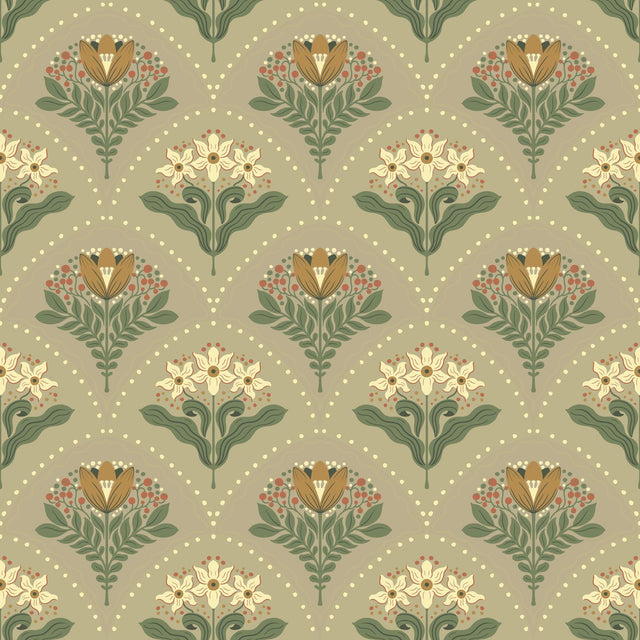 A-Street Prints Maj Taupe Floral Damask Wallpaper