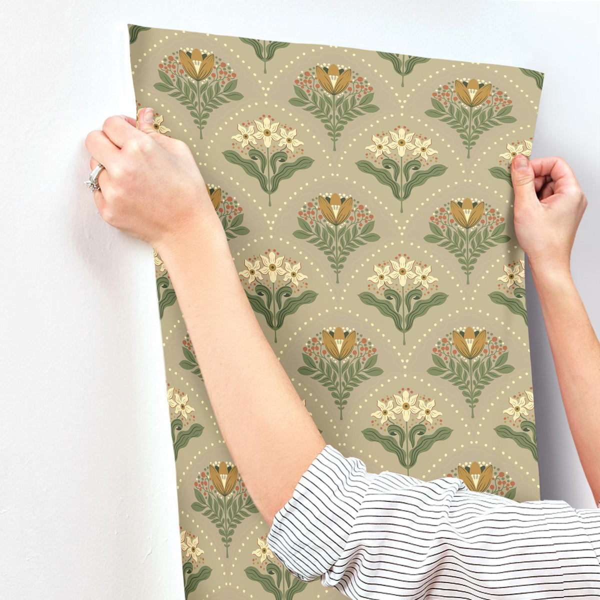 A-Street Prints Maj Taupe Floral Damask Wallpaper
