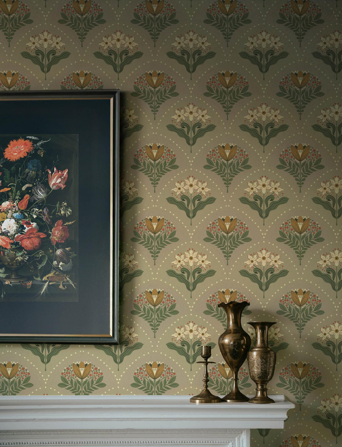 A-Street Prints Maj Taupe Floral Damask Wallpaper
