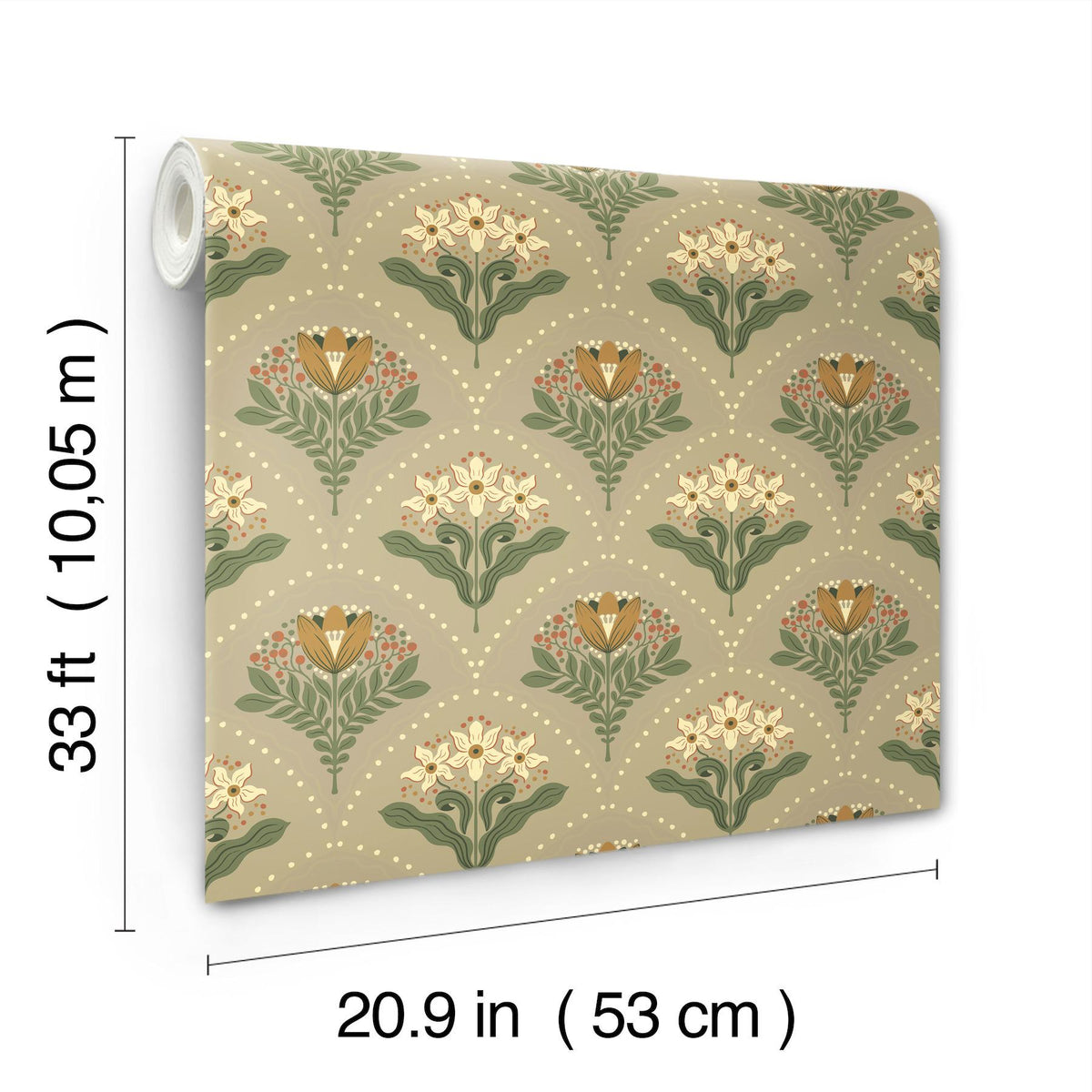A-Street Prints Maj Taupe Floral Damask Wallpaper