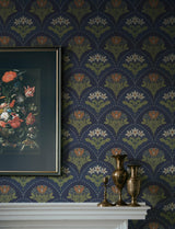 A-Street Prints Maj Navy Floral Damask Wallpaper