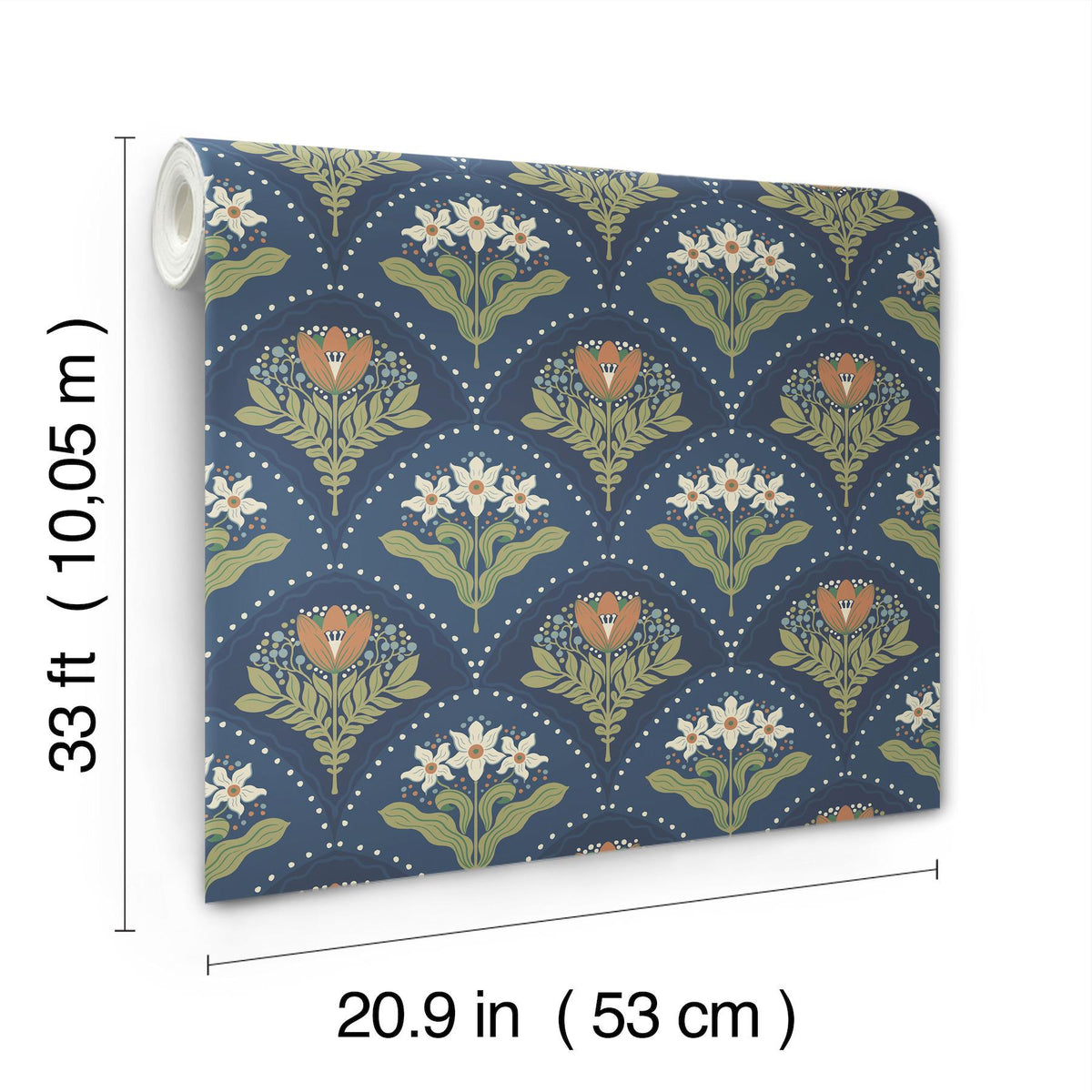A-Street Prints Maj Navy Floral Damask Wallpaper