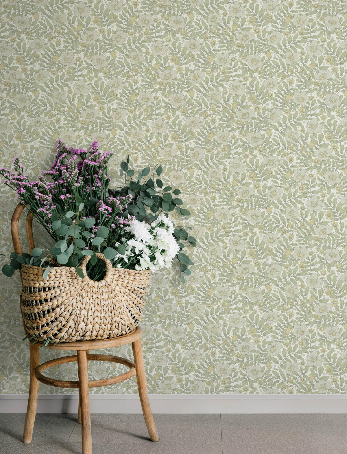 A-Street Prints Maggan Sage Floral Trail Wallpaper