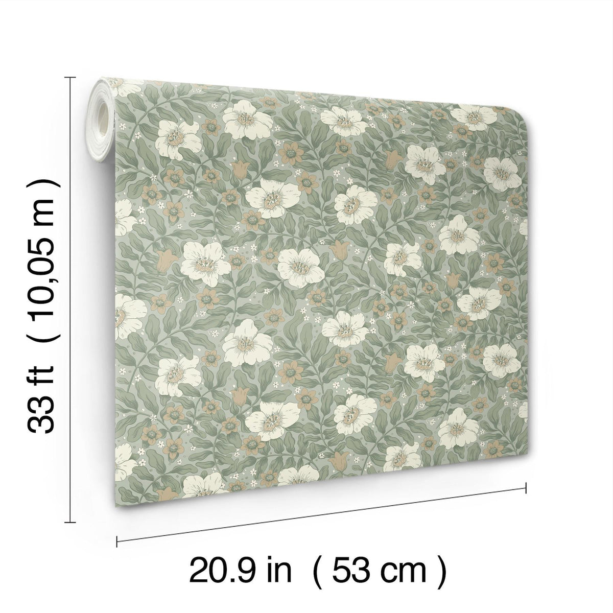 A-Street Prints Maggan Sea Green Floral Trail Wallpaper