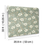 A-Street Prints Maggan Sea Green Floral Trail Wallpaper