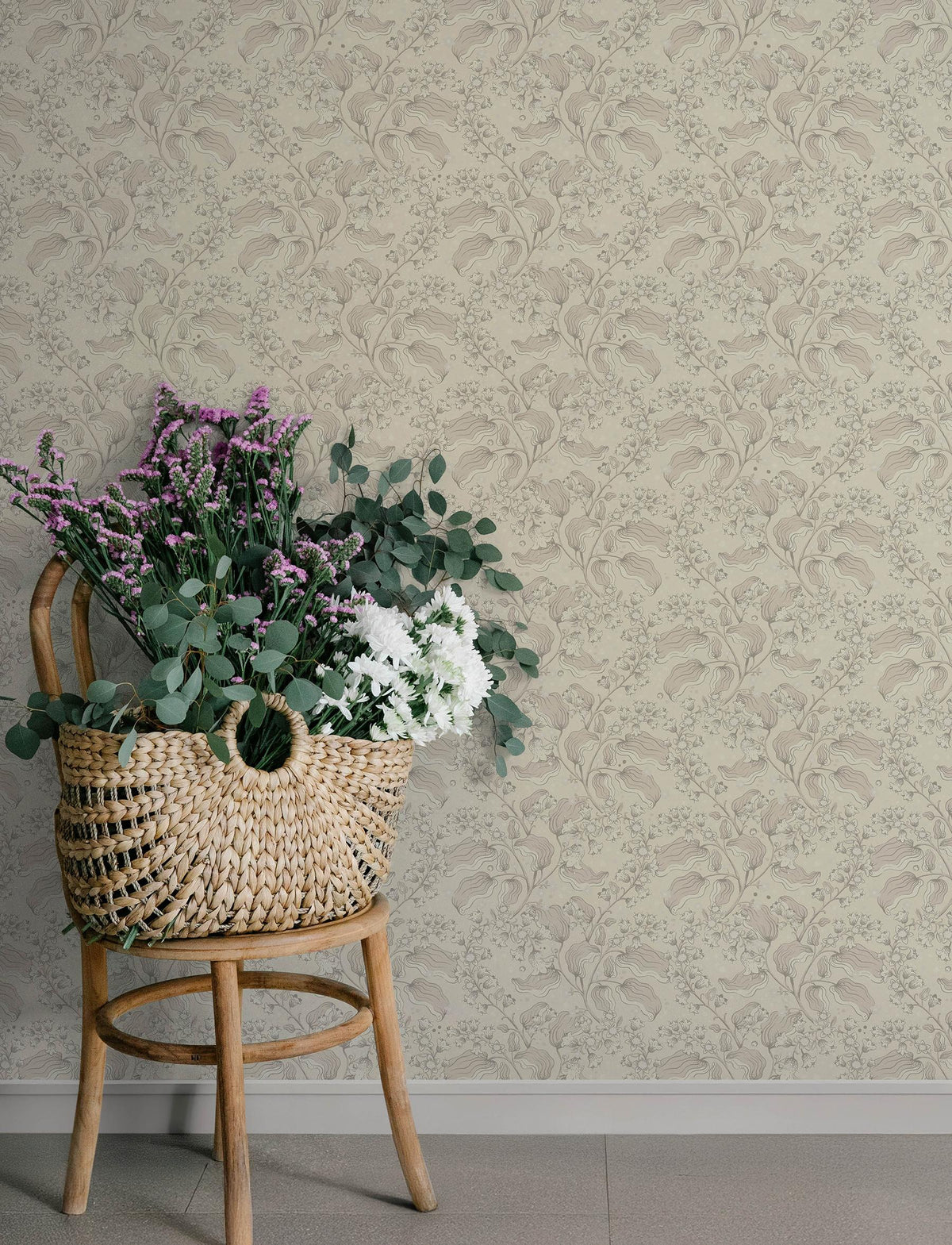 A-Street Prints Syren Khaki Dainty Floral Wallpaper