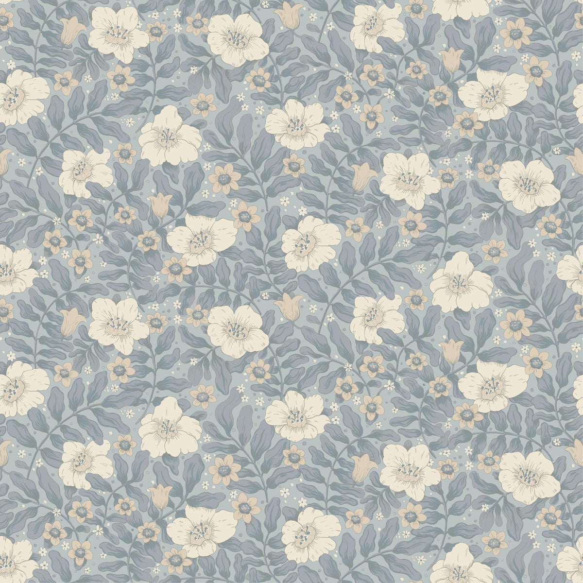 A-Street Prints Maggan Blue Floral Trail Wallpaper