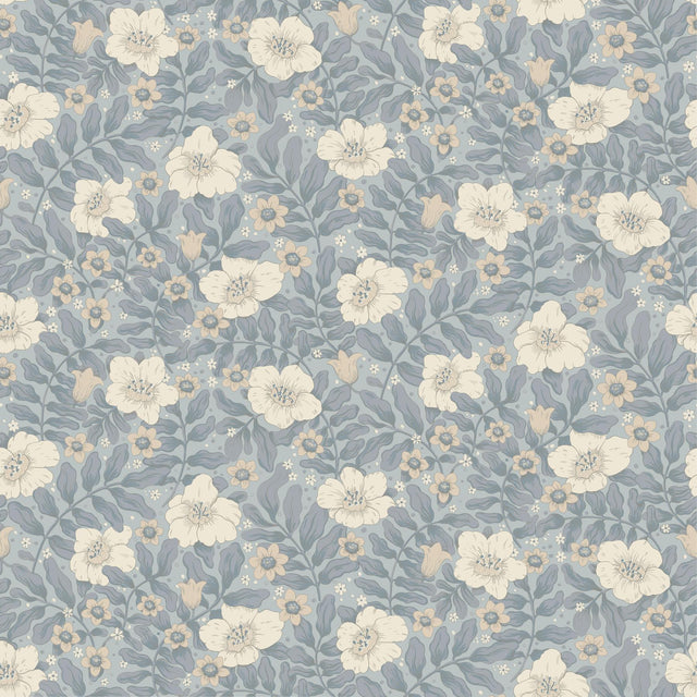A-Street Prints Maggan Blue Floral Trail Wallpaper