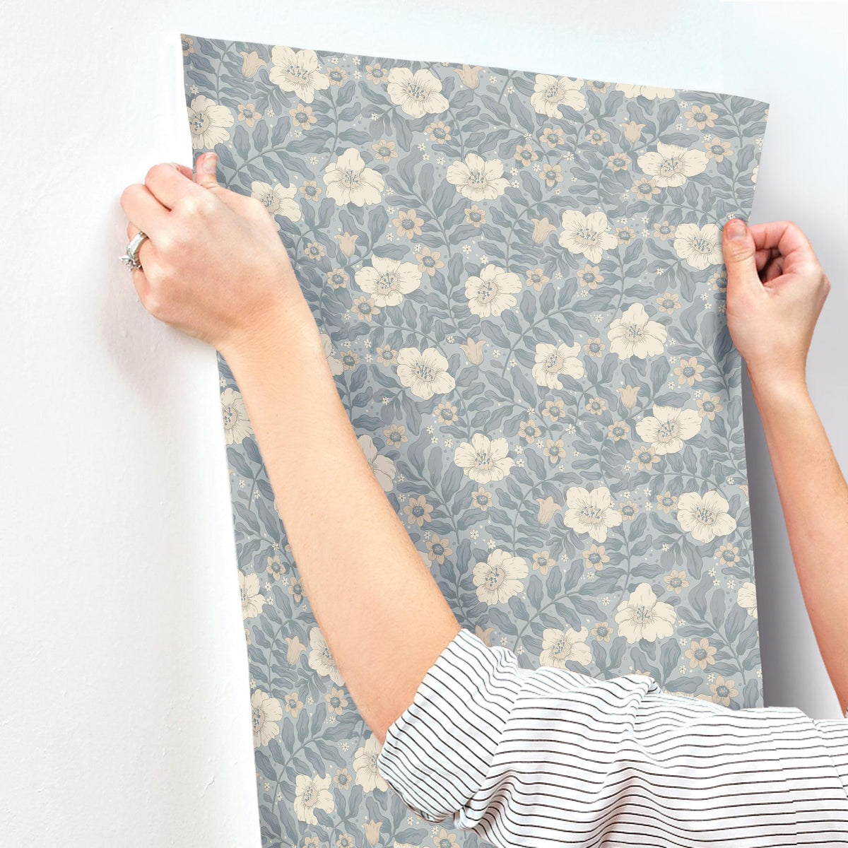 A-Street Prints Maggan Blue Floral Trail Wallpaper