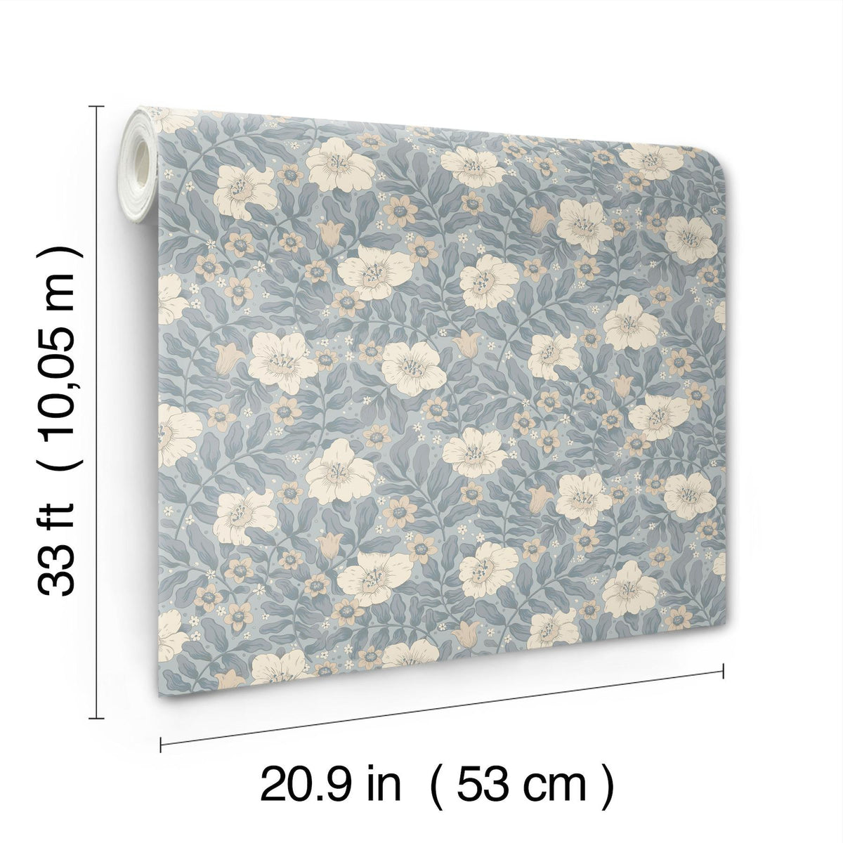 A-Street Prints Maggan Blue Floral Trail Wallpaper
