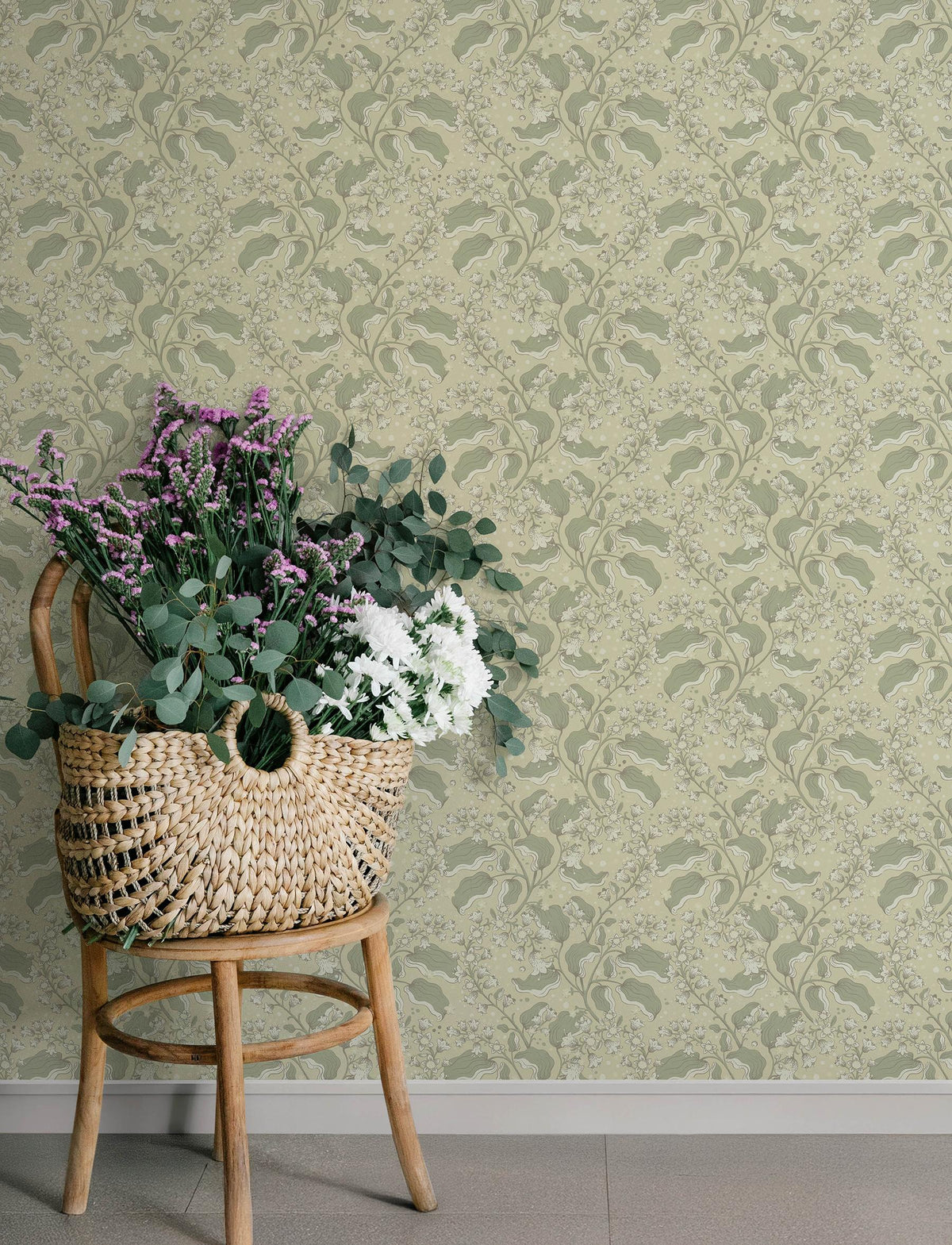 A-Street Prints Syren Light Green Dainty Floral Wallpaper
