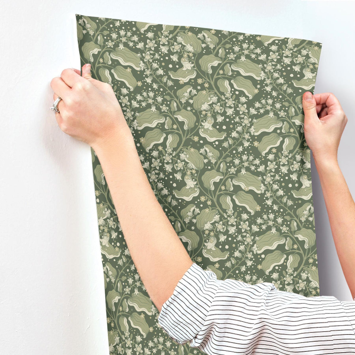 A-Street Prints Syren Evergreen Dainty Floral Wallpaper