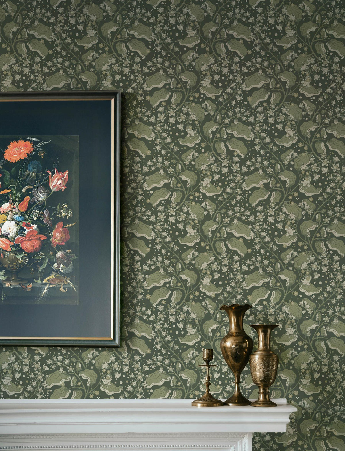 A-Street Prints Syren Evergreen Dainty Floral Wallpaper