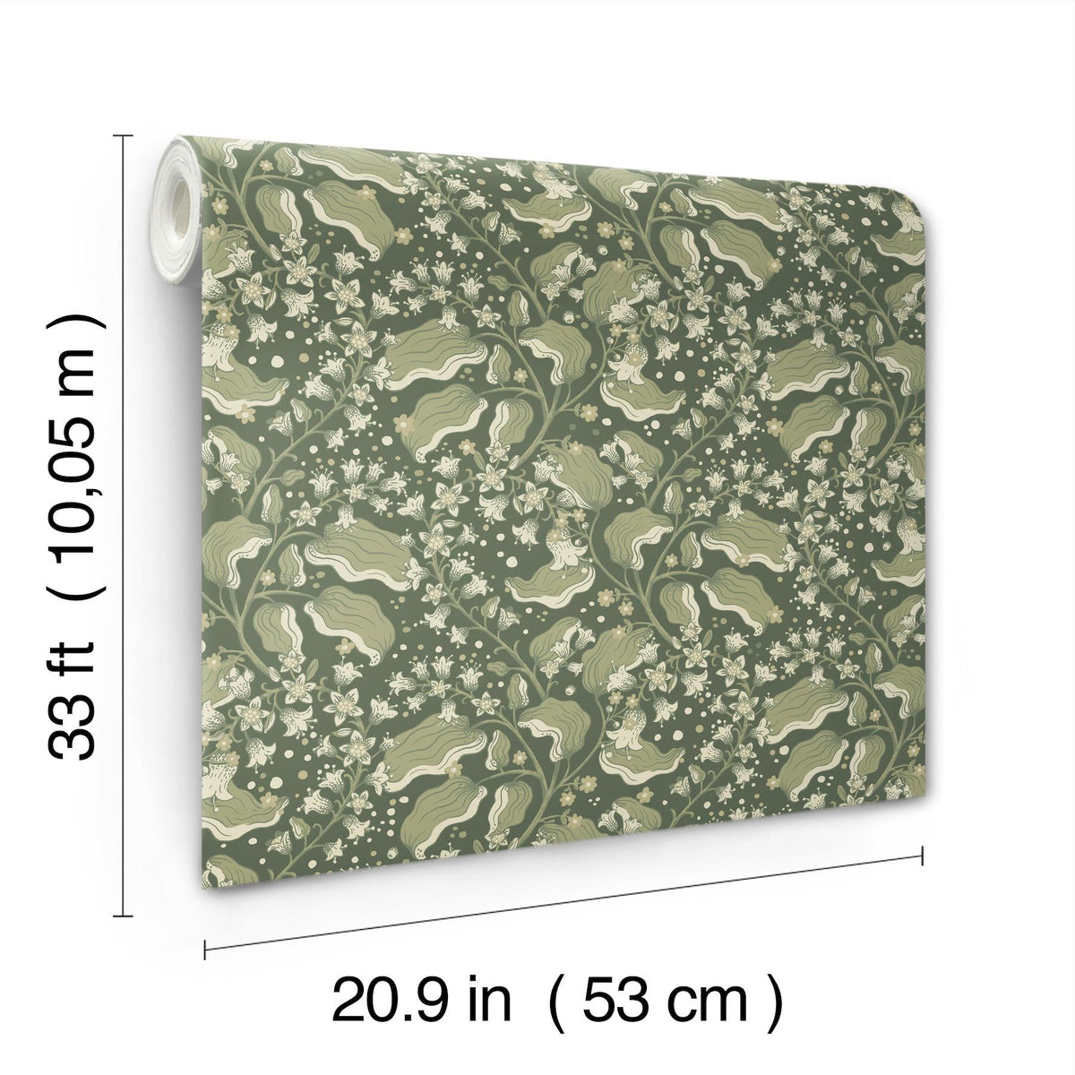 A-Street Prints Syren Evergreen Dainty Floral Wallpaper