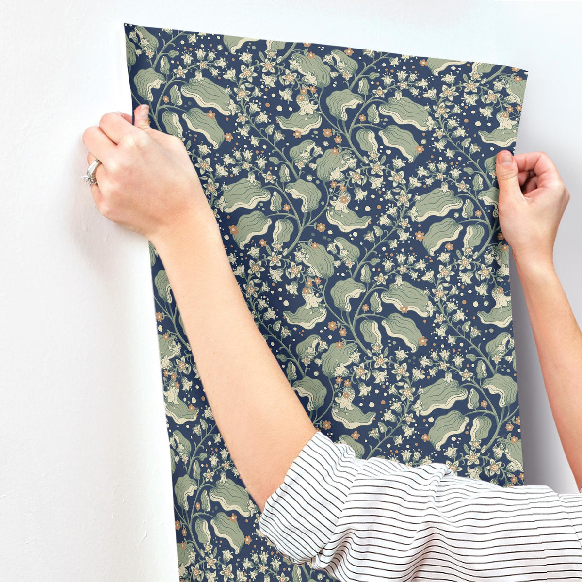 A-Street Prints Syren Navy Dainty Floral Wallpaper