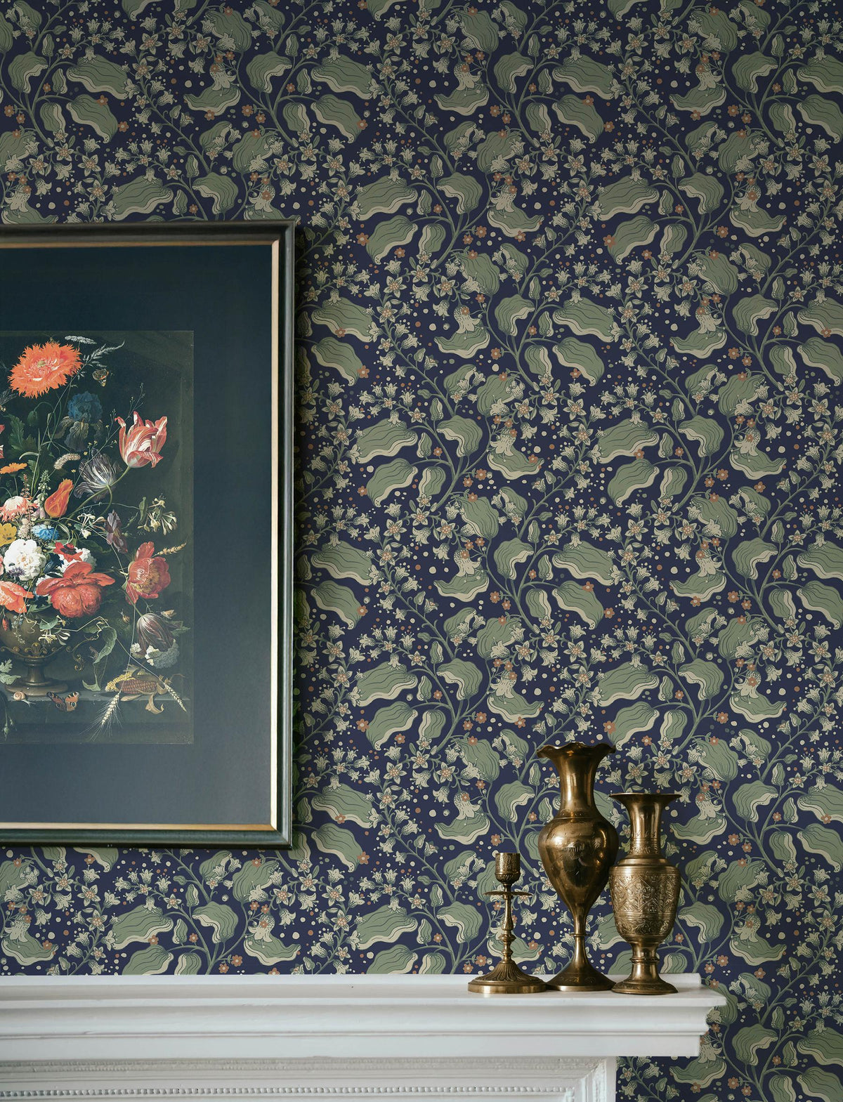 A-Street Prints Syren Navy Dainty Floral Wallpaper