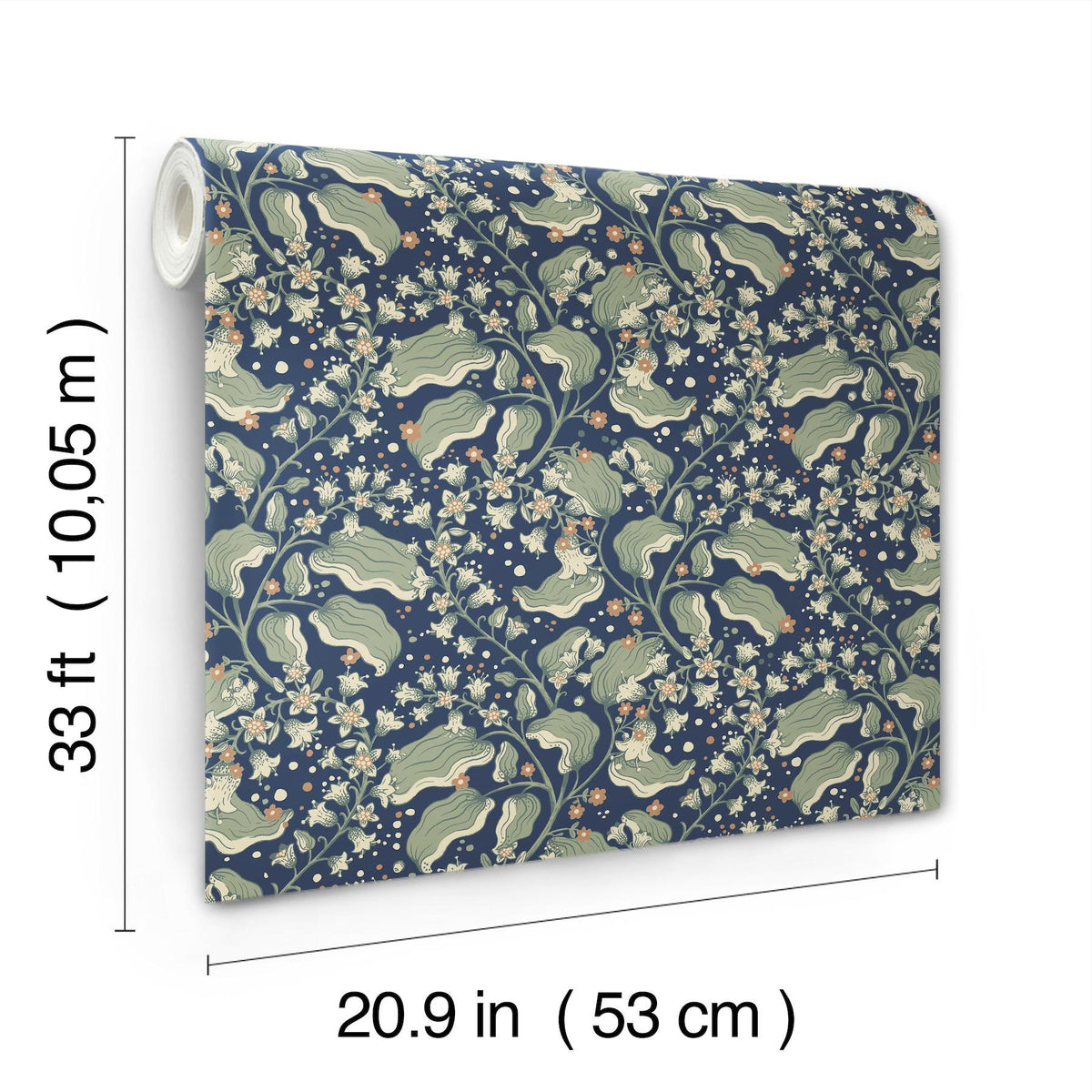 A-Street Prints Syren Navy Dainty Floral Wallpaper