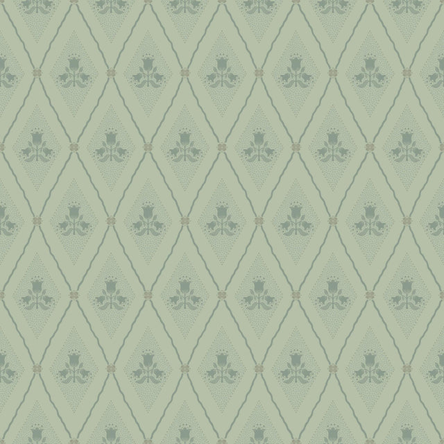 A-Street Prints Alma Mint Diamond Floral Wallpaper