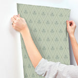 A-Street Prints Alma Mint Diamond Floral Wallpaper