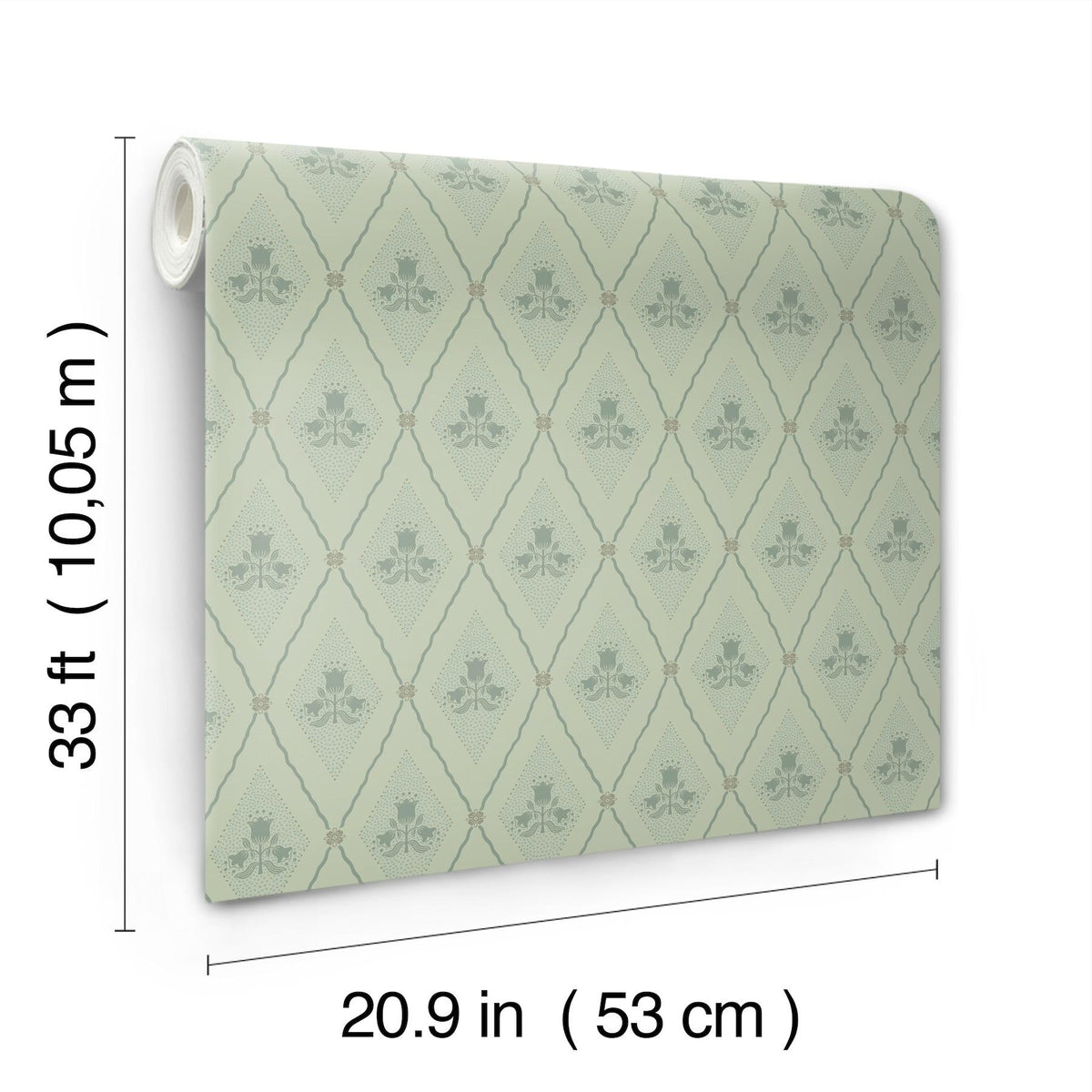 A-Street Prints Alma Mint Diamond Floral Wallpaper