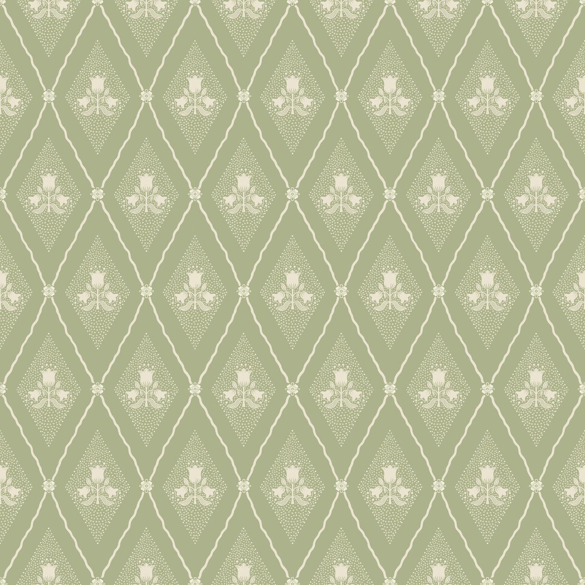 A-Street Prints Alma Moss Diamond Floral Wallpaper