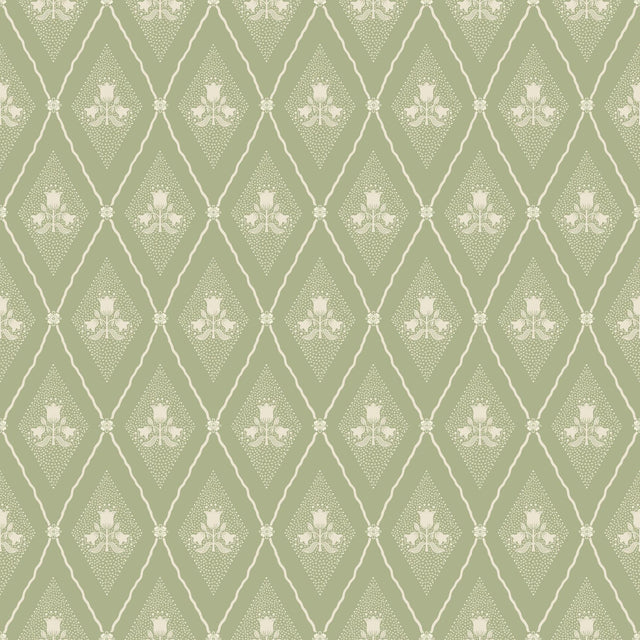 A-Street Prints Alma Moss Diamond Floral Wallpaper