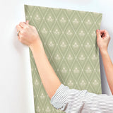 A-Street Prints Alma Moss Diamond Floral Wallpaper