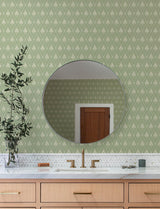 A-Street Prints Alma Moss Diamond Floral Wallpaper