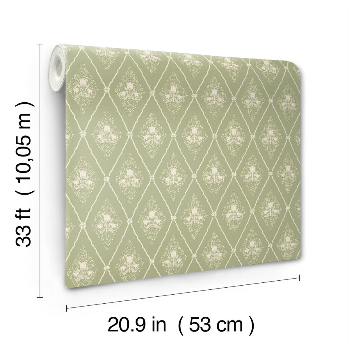 A-Street Prints Alma Moss Diamond Floral Wallpaper