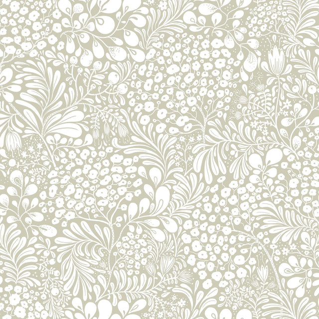 A-Street Prints Siv Dark Grey Botanical Wallpaper