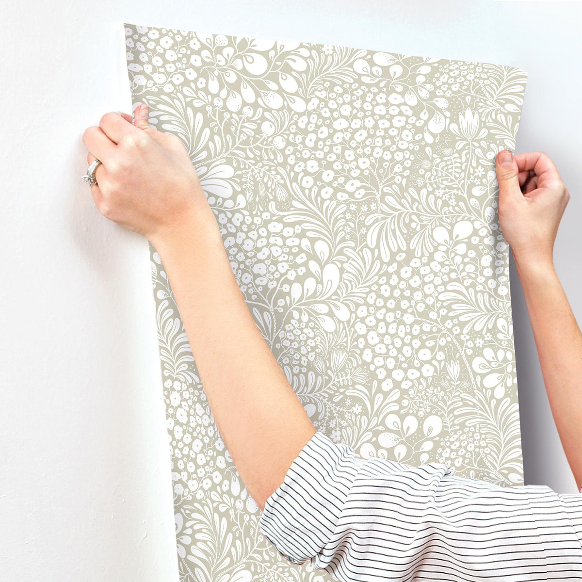 A-Street Prints Siv Dark Grey Botanical Wallpaper