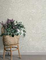 A-Street Prints Siv Dark Grey Botanical Wallpaper