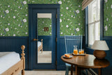 Seabrook Chinoiserie Bird Vine Green Wallpaper